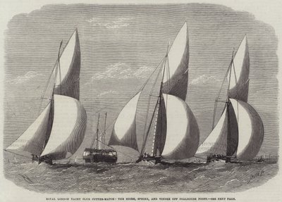 Regata del Royal London Yacht Club, el Niobe, Sphinx y Vindex frente a Coalhouse Point de Edwin Weedon